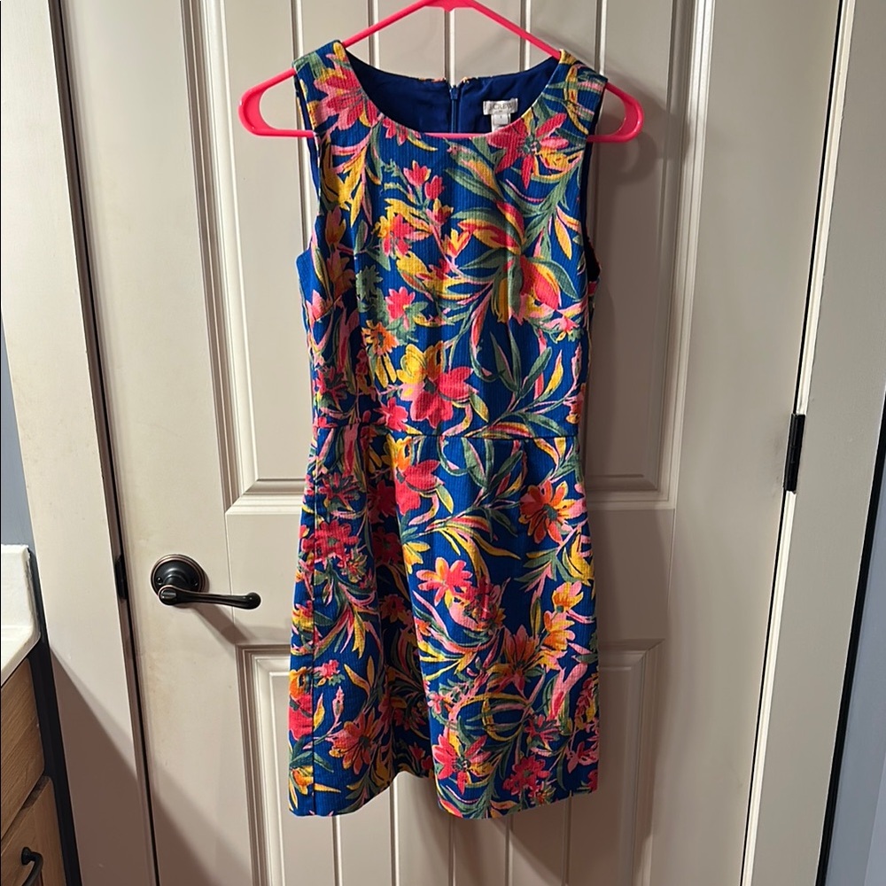 J. Crew Blue and Orange Sleeveless Sundress